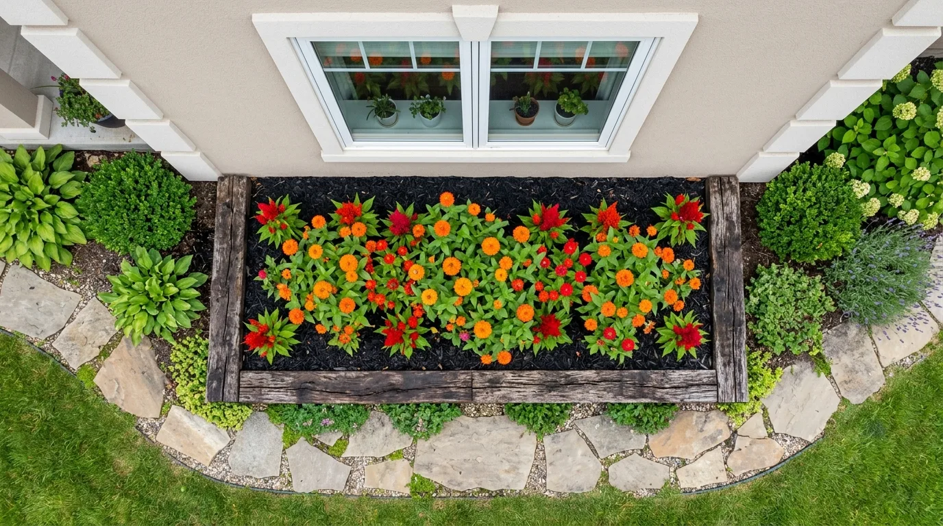 Symmetrical Raised Flower Beds